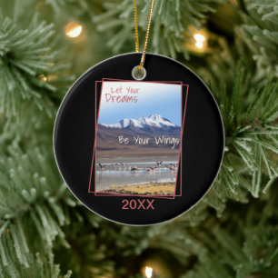 Adorno De Cerámica Que tus sueños sean tus alas flamencos rosados