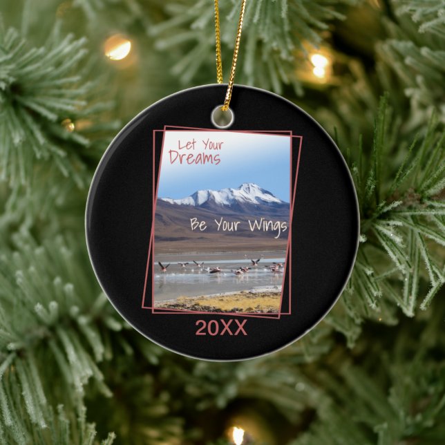 Adorno De Cerámica Que tus sueños sean tus alas flamencos rosados (Árbol)