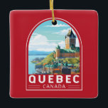 Adorno De Cerámica Quebec Canadá Viaje de arte<br><div class="desc">Diseño de viaje vectorial retro de Quebec. Quebec,  situado en el este de Canadá,  ofrece una mezcla única de encanto europeo y espíritu norteamericano.</div>