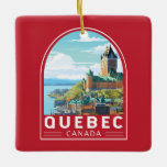Adorno De Cerámica Quebec Canadá Viaje de arte<br><div class="desc">Diseño de viaje vectorial retro de Quebec. Quebec,  situado en el este de Canadá,  ofrece una mezcla única de encanto europeo y espíritu norteamericano.</div>