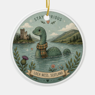 Adorno De Cerámica Quédate Curioso Acogedor Críptido Nessie Monstruo 