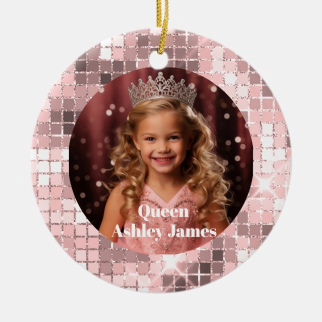 Adorno De Cerámica Queen Custom Photo Christmas Ornament (Frente)
