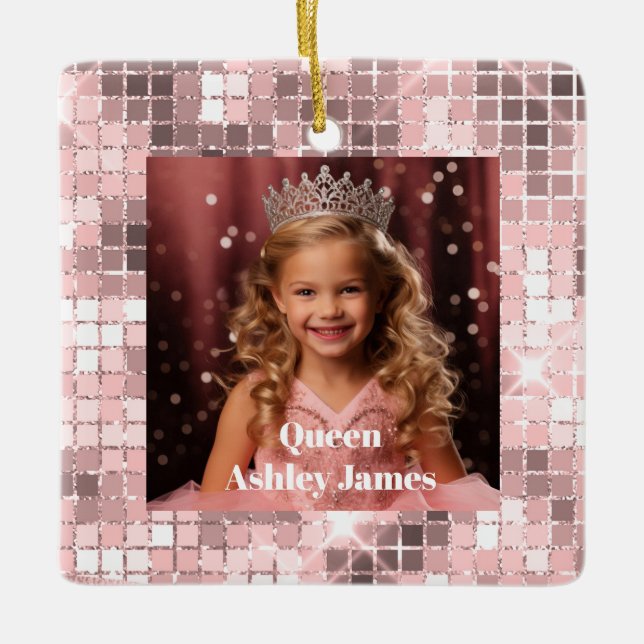 Adorno De Cerámica Queen Custom Photo Christmas Ornament (Anverso)
