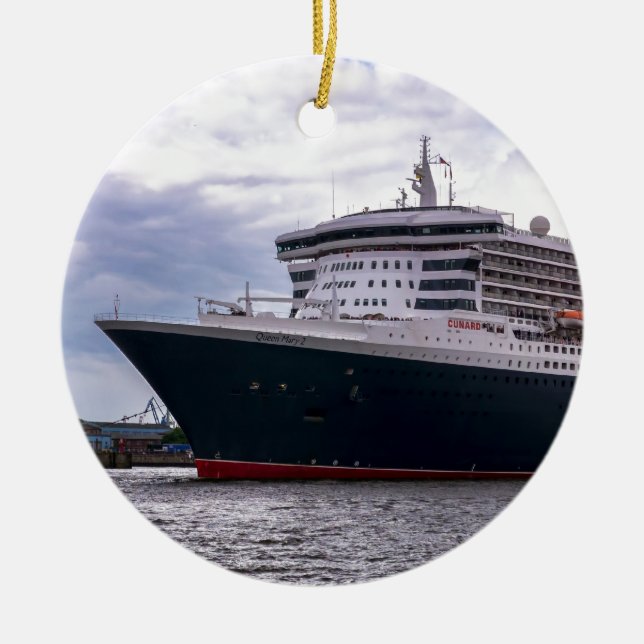 Adorno De Cerámica Queen Mary II en el puerto de Hamburgo (Frente)