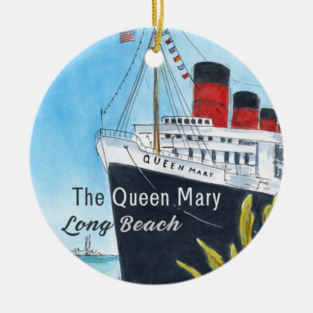 Adorno De Cerámica Queen Mary Long Beach Ornament (Frente)