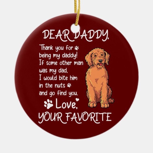Adorno De Cerámica Querido papá Labradoodle: Día del padre  (Frente)