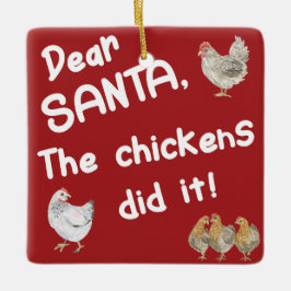 Adorno De Cerámica Querido Papá Noel, Los Pollos Lo Hicieron Navidade