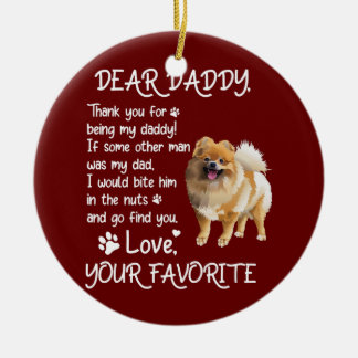 Adorno De Cerámica Querido papá Pomeranian Dog Dad Day
