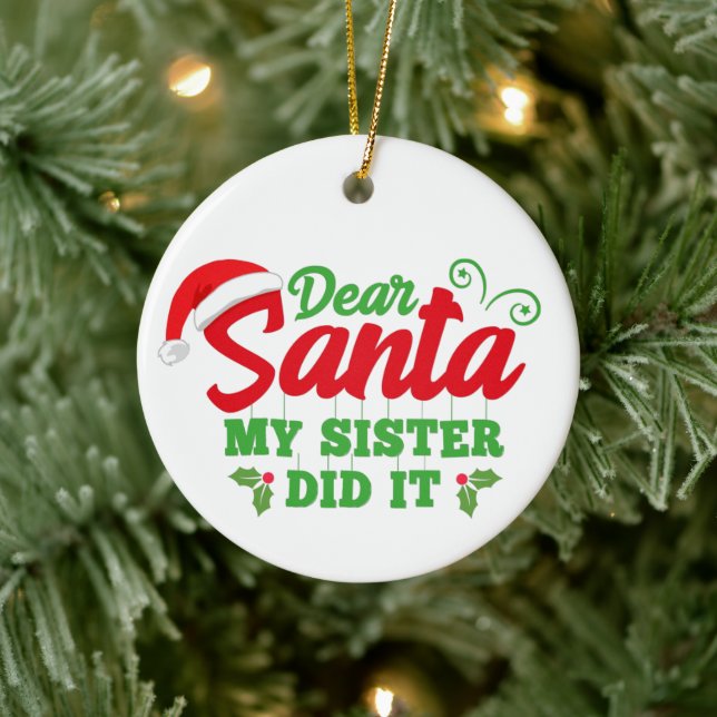 Adorno De Cerámica querido Santa mi hermana lo hizo (Árbol)