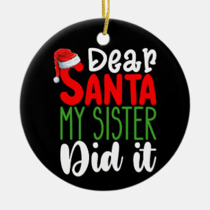 Adorno De Cerámica Querido Santa Mi Hermana Lo Hizo Familia Navidad V