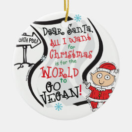 Adorno De Cerámica Querido Santa Vegan Wish