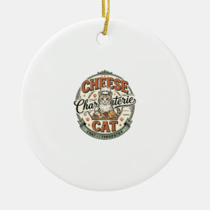 Adorno De Cerámica Queso Charcutería Gato Queso Charcutería Gato Vint
