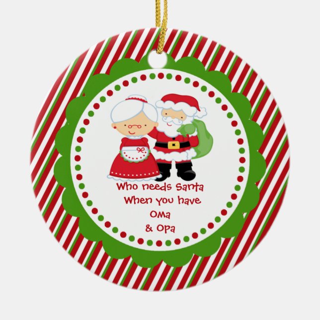 Adorno De Cerámica Quién necesita Santa. Navidad del abuelo de Oma y (Frente)