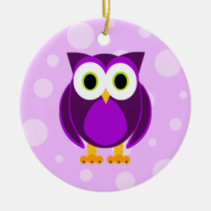 Adorno De Cerámica ¿Quién? Señora Purple Owl