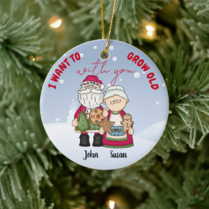 Adorno De Cerámica Quiero Envejecer Contigo Navidad Personaliza