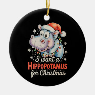 Adorno De Cerámica Quiero Hipopótamo Para Navidades De Navidad