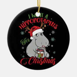 Adorno De Cerámica Quiero Hipopótamo Para Navidades Xmas Hippo