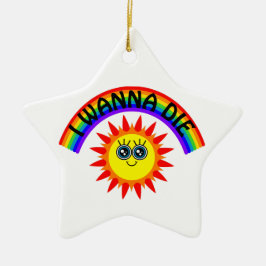 Adorno De Cerámica Quiero morir - Sol sonriente arcoiris