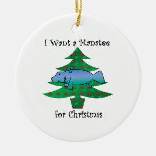 Adorno De Cerámica Quiero un manatee para el navidad
