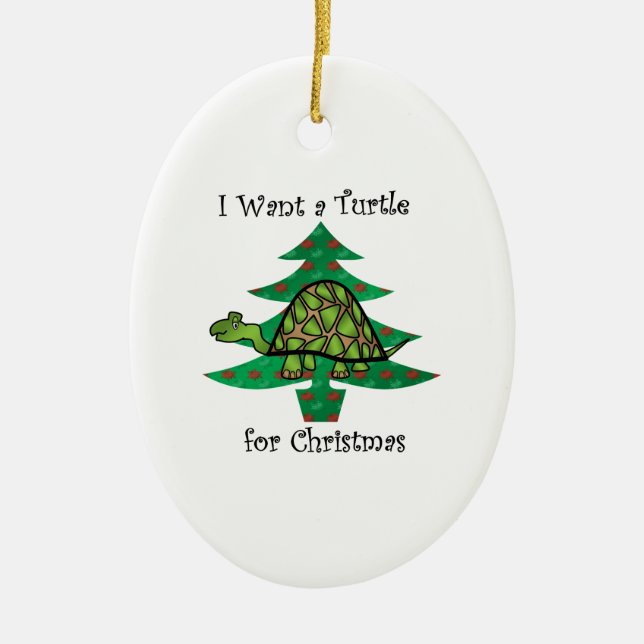 Adorno De Cerámica Quiero una tortuga para el navidad (Frente)