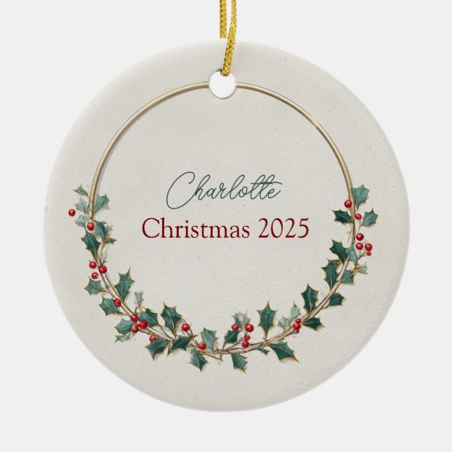 Adorno De Cerámica Quiet Luxury Personalized Christmas Ornament (Frente)