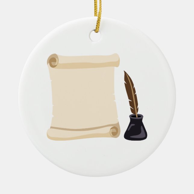 Adorno De Cerámica Quill y tinta de desplazamiento (Frente)