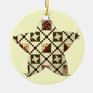 Adorno De Cerámica Quilt Star