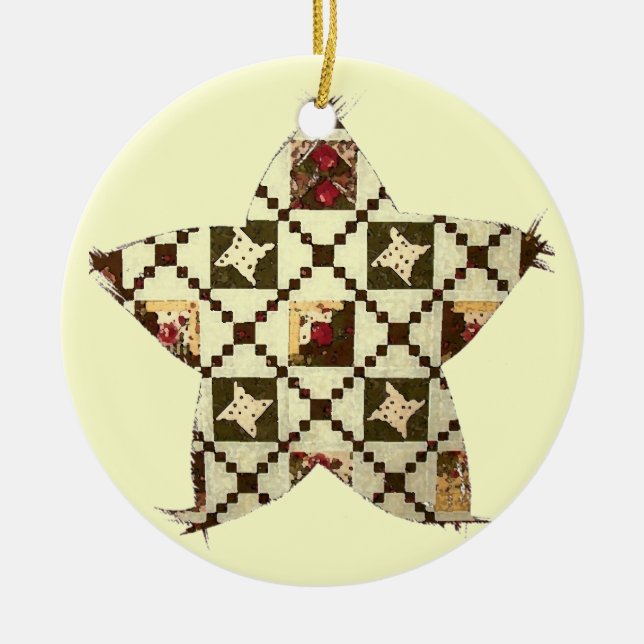 Adorno De Cerámica Quilt Star (Frente)