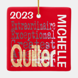 Adorno De Cerámica Quilter Extraordinaire PERSONALIZADO