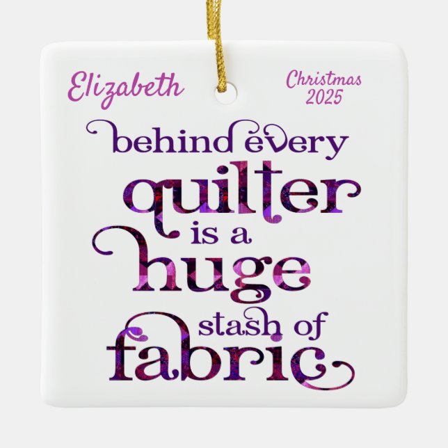 Adorno De Cerámica Quilter Tejido De Tejidos (Anverso)