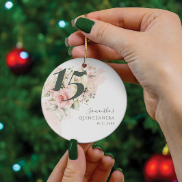 Adorno De Cerámica Quinceanera floral rosa 15 años de vegetación