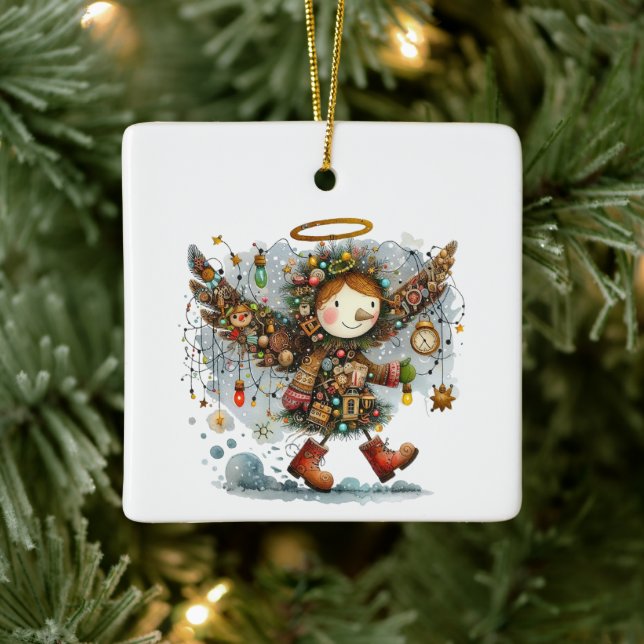Adorno De Cerámica Quirky Navidades Ángel Estilo Arte Moderno (Árbol)