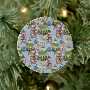 Adorno De Cerámica Quokka de Navidad Vintage Lindo Personalizado