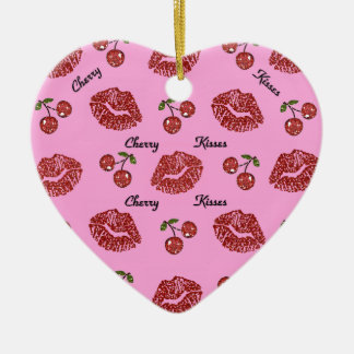 Adorno De Cerámica RAB Rockabilly Besos de Cereza en Rosa