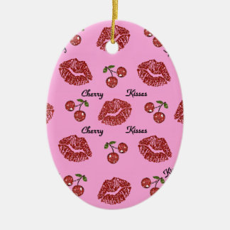 Adorno De Cerámica RAB Rockabilly Besos de Cereza en Rosa