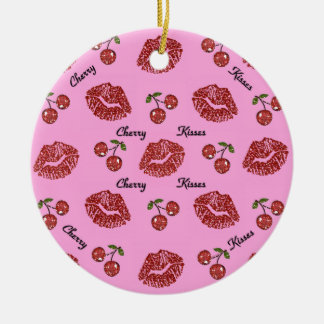 Adorno De Cerámica RAB Rockabilly Besos de Cereza en Rosa