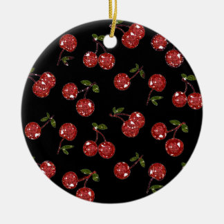 Adorno De Cerámica RAB Rockabilly Cerezas Muy Cerezas En Negro