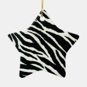 Adorno De Cerámica RAB Rockabilly Estampado de Cebra Negro y Blanco
