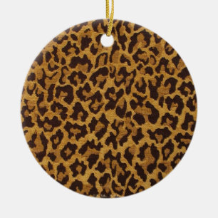 Adorno De Cerámica RAB Rockabilly Estampado Leopardo Marrón Dorado