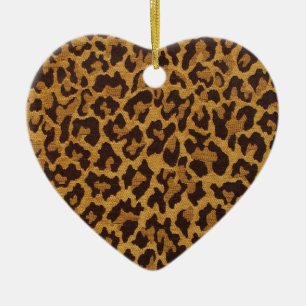 Adorno De Cerámica RAB Rockabilly Estampado Leopardo Marrón Dorado