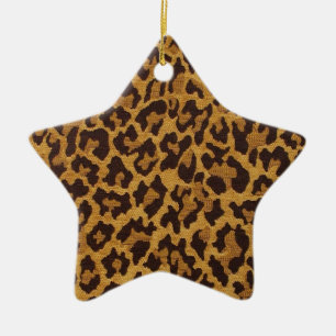 Adorno De Cerámica RAB Rockabilly Estampado Leopardo Marrón Dorado