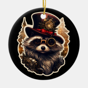 Adorno De Cerámica Raccoon de los Navidades Steampunk