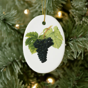 Adorno De Cerámica Racimo de uva orgánica de vino tinto vintage, frut