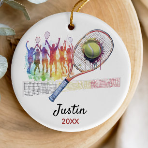 Adorno De Cerámica Racquet jugador de tenis personalizado