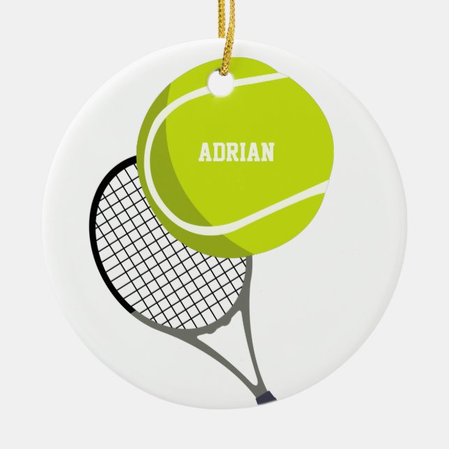 Adorno De Cerámica Racquet y bolas de tenis personalizado (Frente)