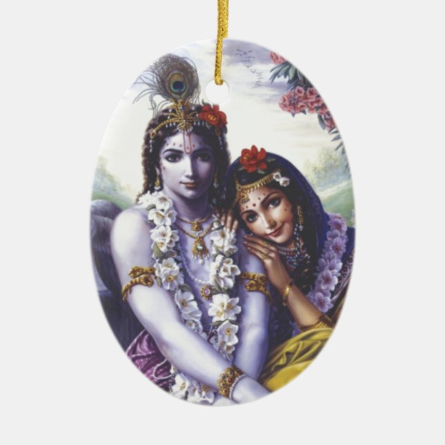 Adorno De Cerámica Radha y Krishna (Frente)
