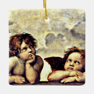 Adorno De Cerámica Rafael: Putti, detalle de la Virgen Madonna,