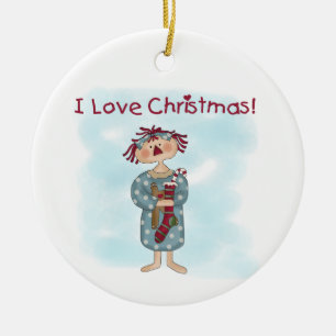 Adorno De Cerámica Ragdoll I Love Christmas Ornamet