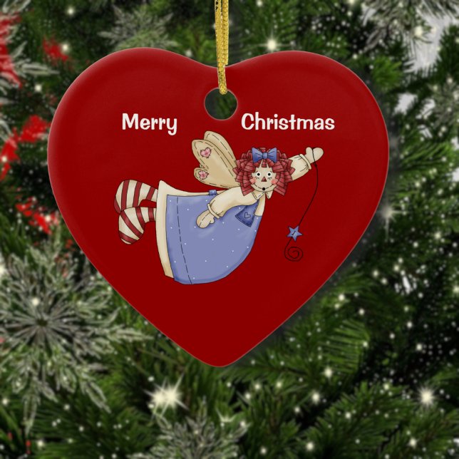 Adorno De Cerámica Raggedy Ann Angel Heart Ornament (Subido por el creador)