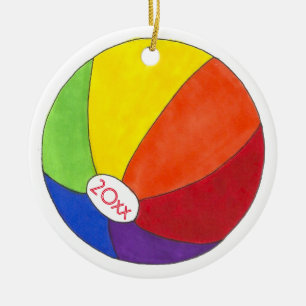 Adorno De Cerámica Rainbow Beach Ball Summer Fun Seashar
